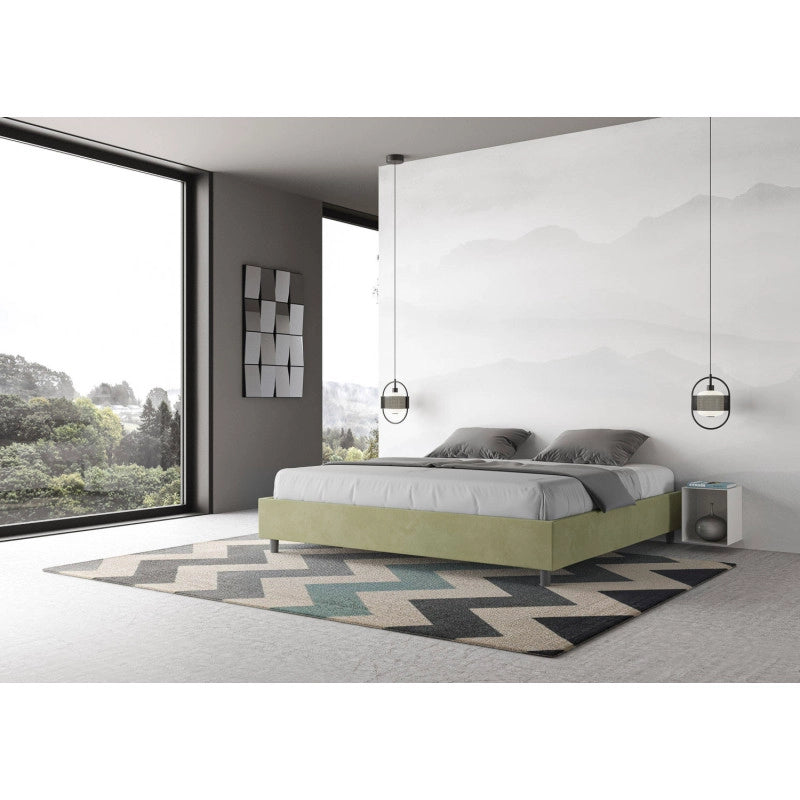 Letto imbottito Matrimoniale 180x200 cm Azelia - Con rete,Microfibra,Tè verde