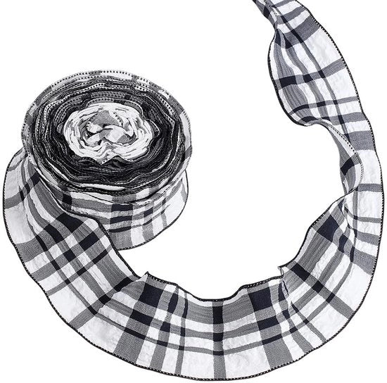 Decorazione con Lint a Ruches Chiffon - 10 Metri - Nero - Fatto a Maglia - Decorazione Artigianale - Per Matrimoni e Feste - Leggero e Sostenibile