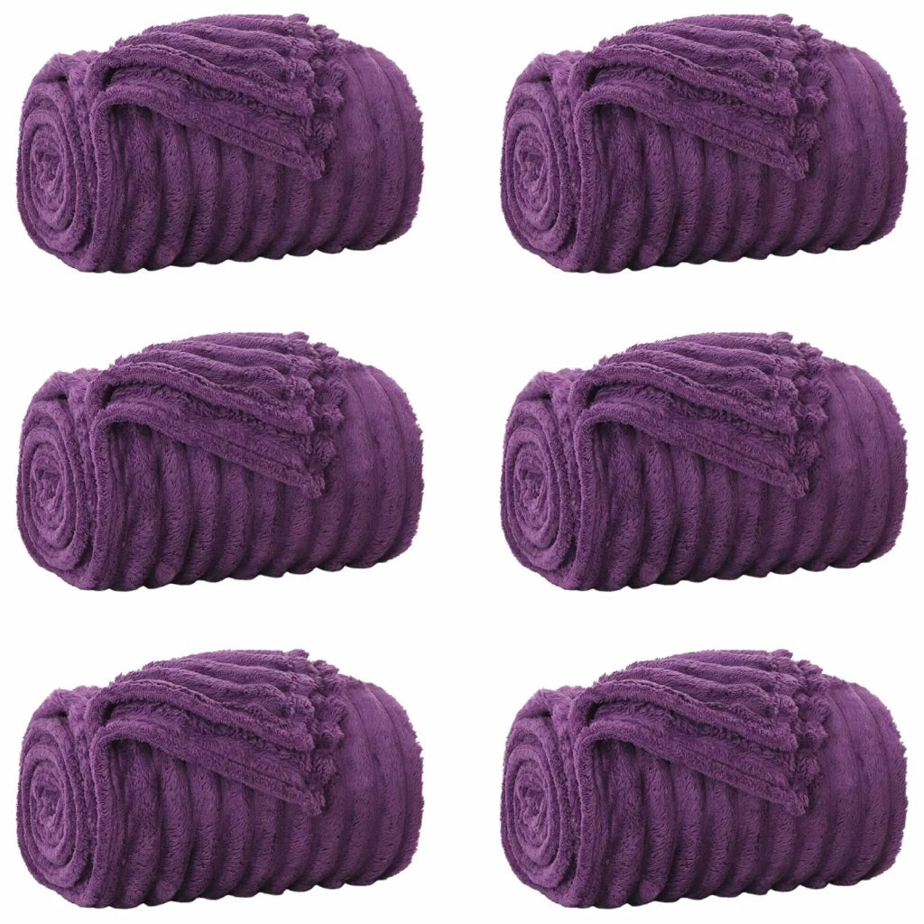 Coperte da Pile 6 pcs Viola 150 x 130 cm Panno