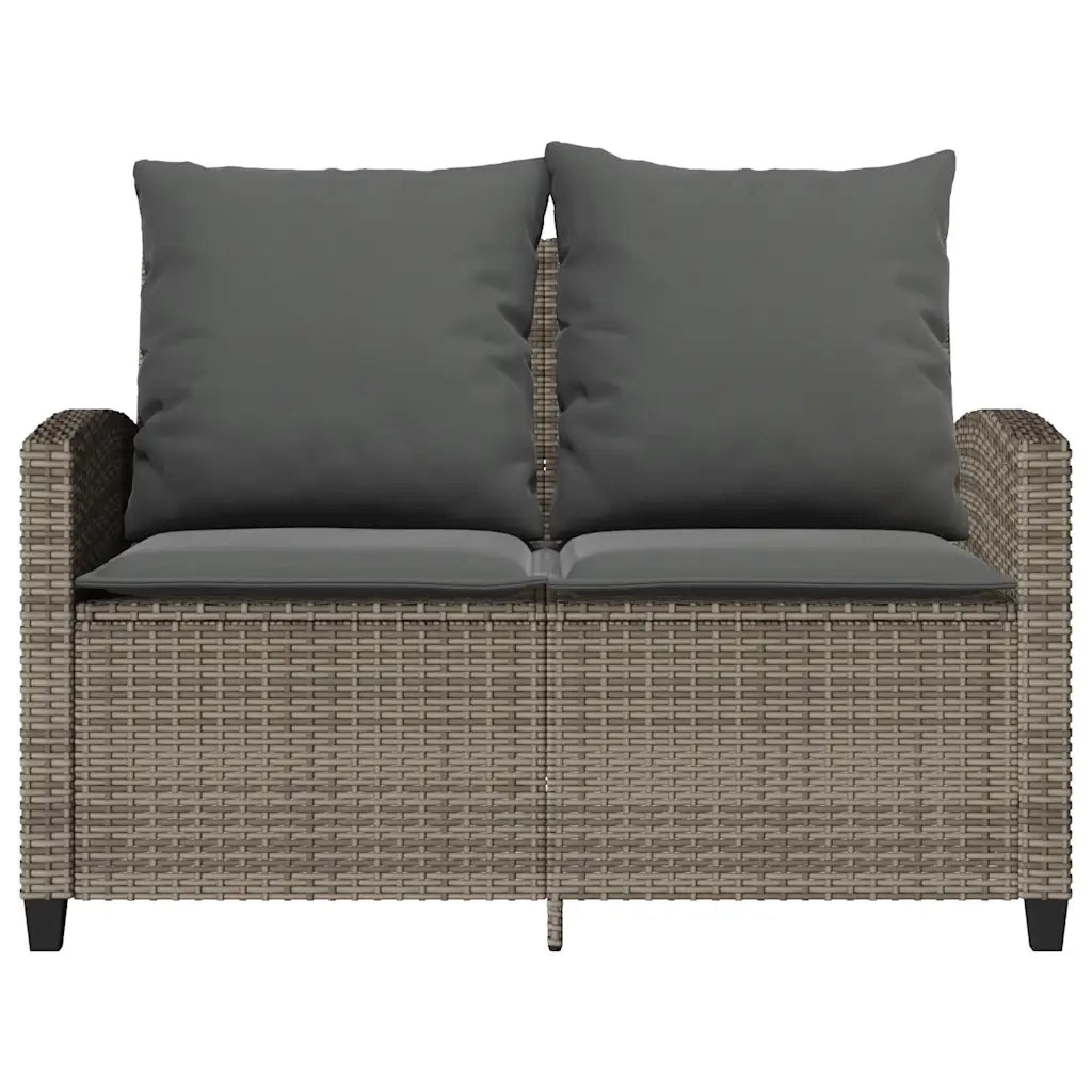Divano da Giardino a 2 Posti Cuscini&Tavolo Grigio Polyrattan 4103847