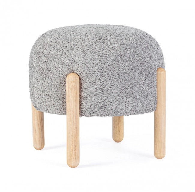 Sgabello Ø 45x38 cm Dalia in Bouclè Grigio Chiaro