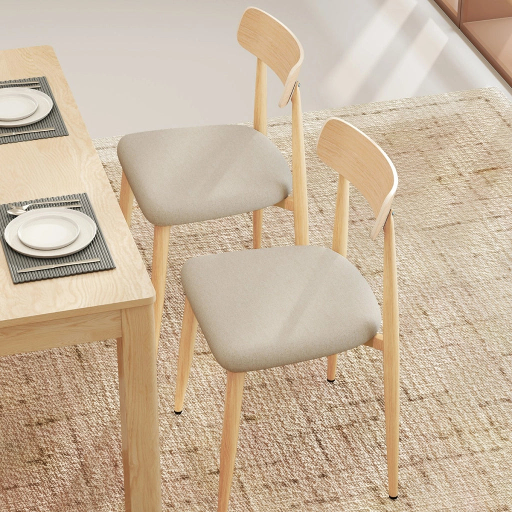 Set di 2 sedie da pranzo moderne con gambe in metallo robusto e seduta imbottita, Sedie senza braccioli per sala da pranzo-Sedie da pranzo