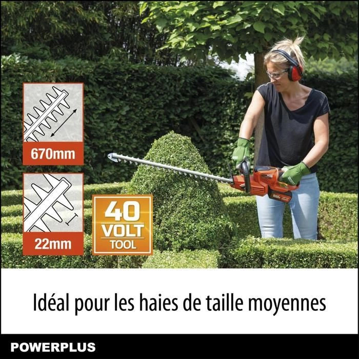 Dimensione a doppia altezza di potenza Powdpg7536 - batteria da 40 V, senza batteria o caricabatterie, lama da 670 mm, deviazione da 22 mm