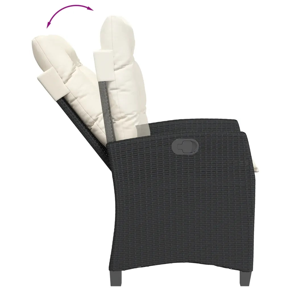 Set da Pranzo da Giardino 5 pz Nero con Cuscini in Polyrattan 3212725