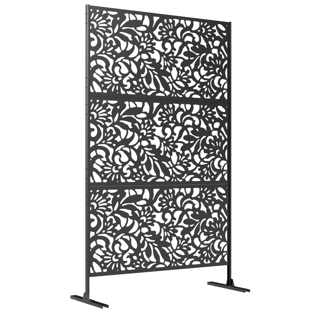 Pannello Decorativo Giardino Esterno ¨C Xylo ¨C Motivo Floral Acciaio Nero 122x45x198cm