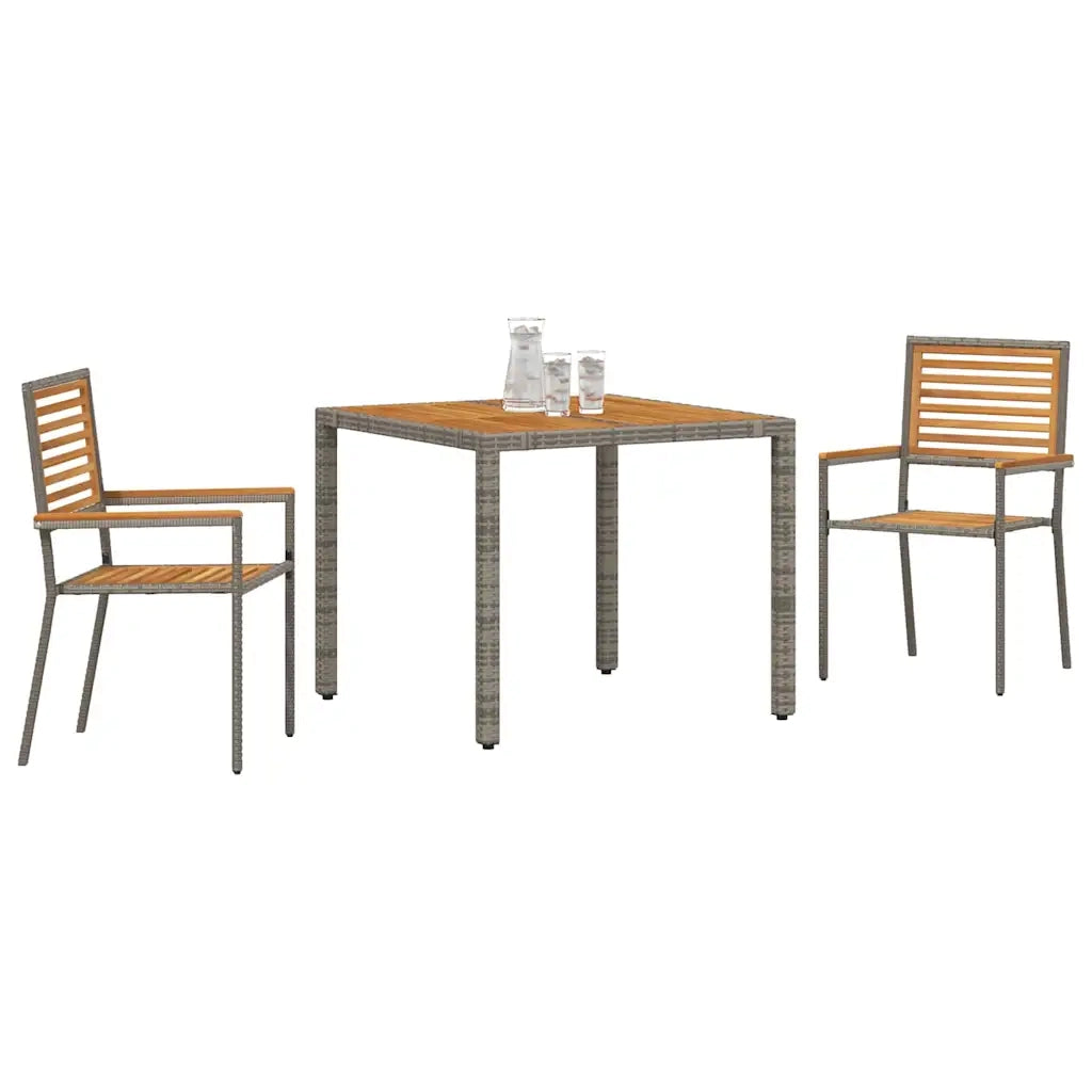 Set da Pranzo per Giardino 3 pz | Set Salotto da Giardino Grigio e Marrone polyrattan