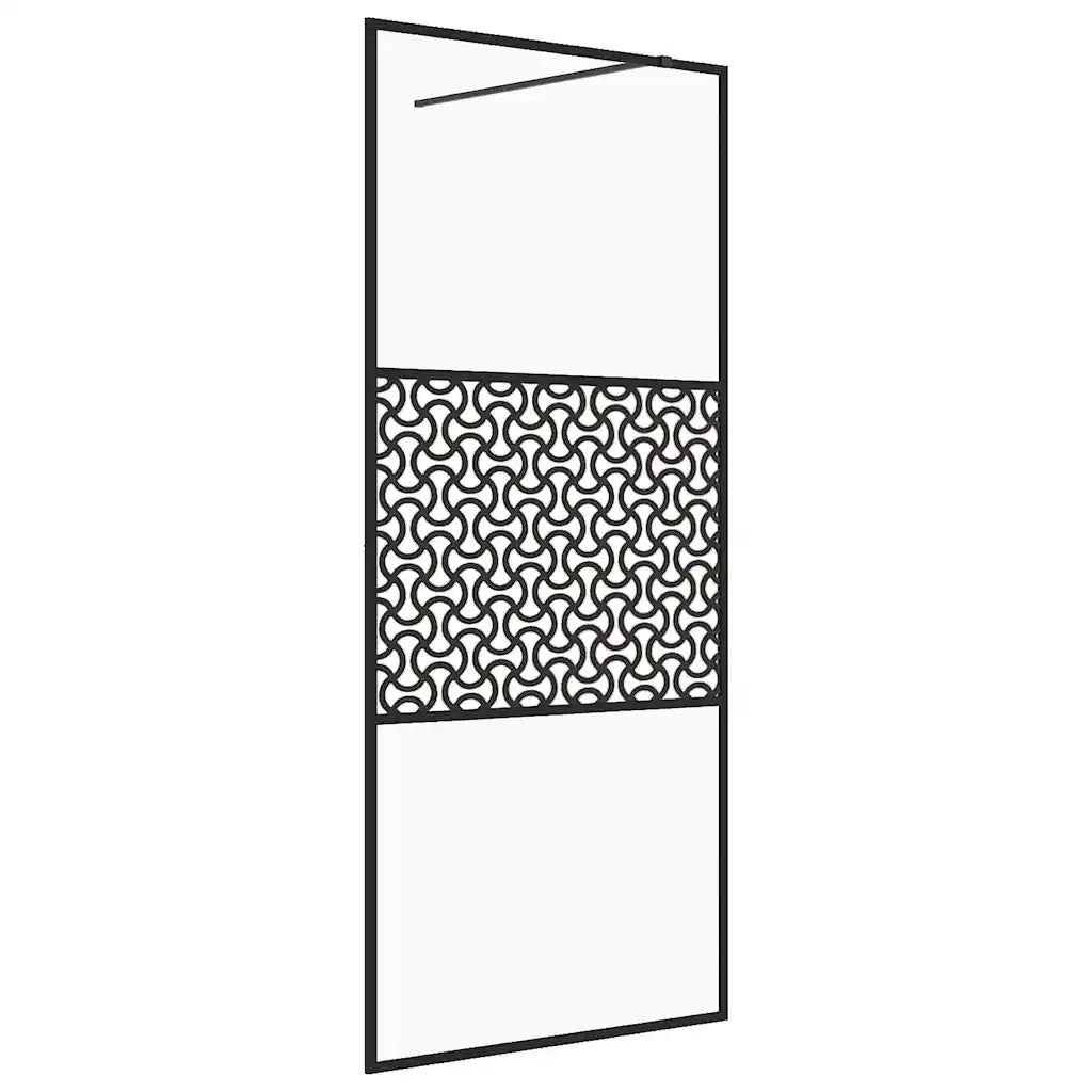 Parete per Doccia Walk-in Vetro Trasparente ESG 115x195cm Nera CFW4525368
