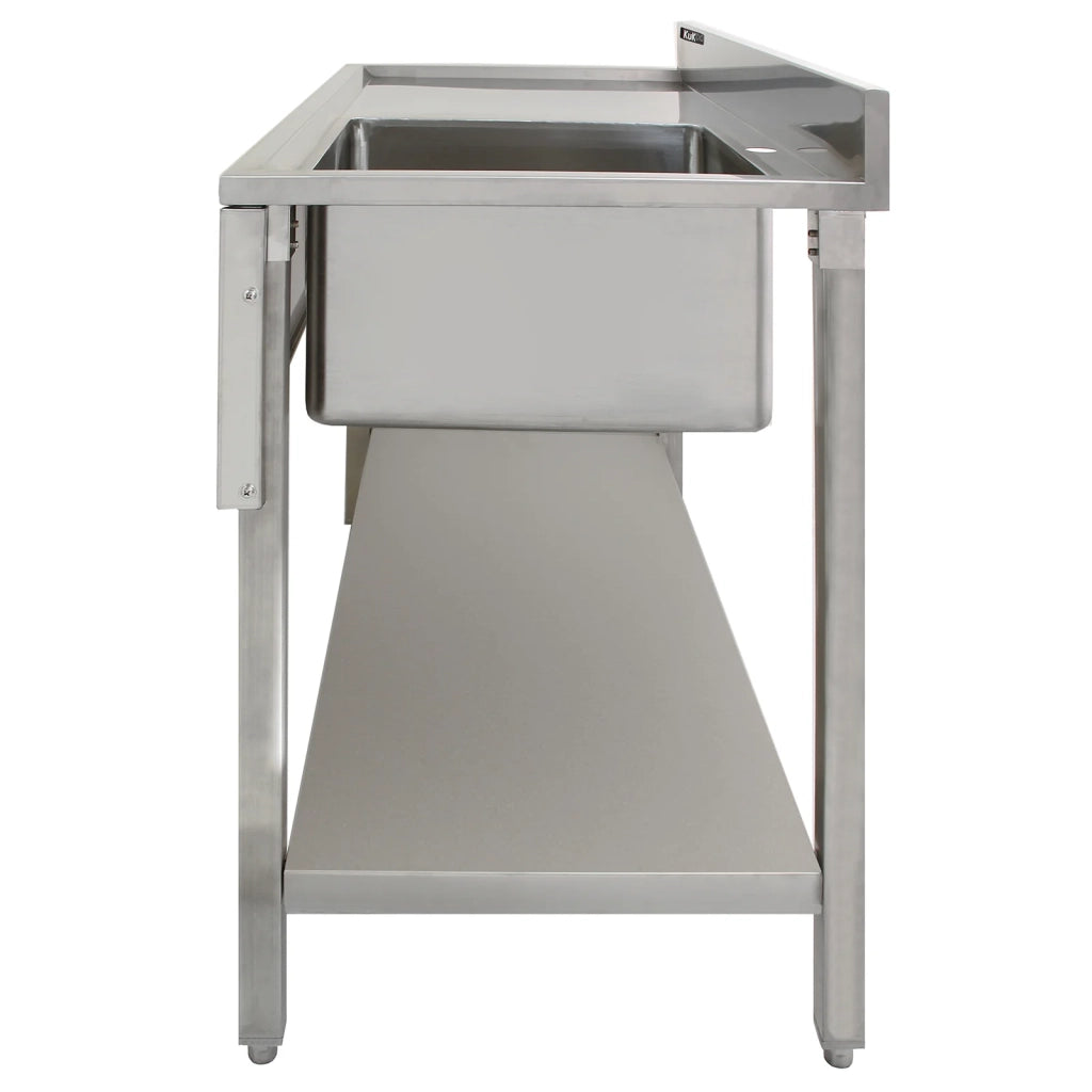 Lavandino Commerciale da Cucina 1 Vasca Inox con Sgocciolatoio a Sinistra