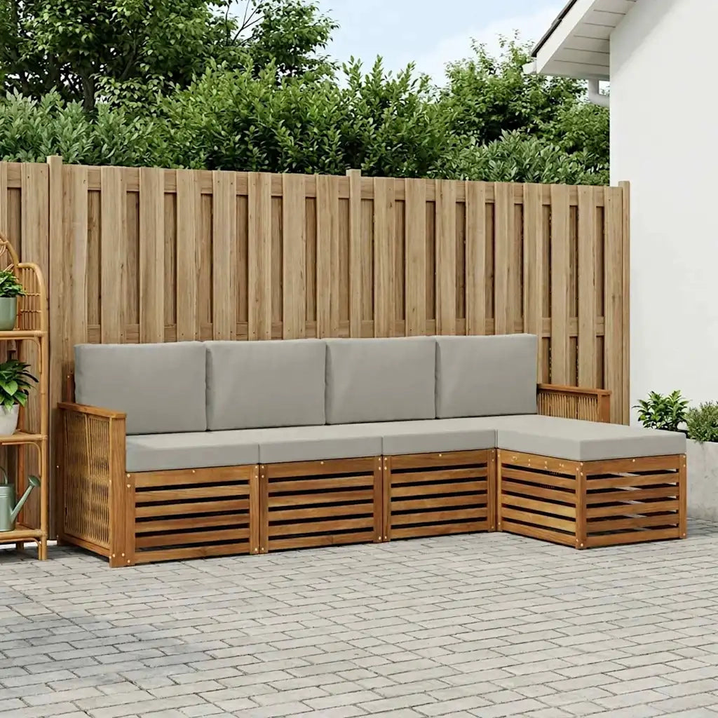 Set di divani da esterno 5 pcs Naturale e Grigio Chiaro 3384237