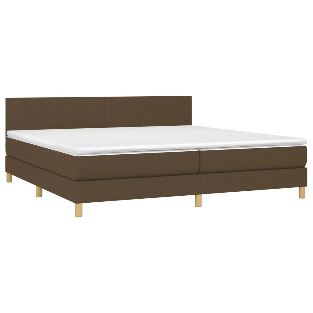 Letto a Molle Materasso e LED Marronescuro 200x200cm in Tessuto cod mxl 62730