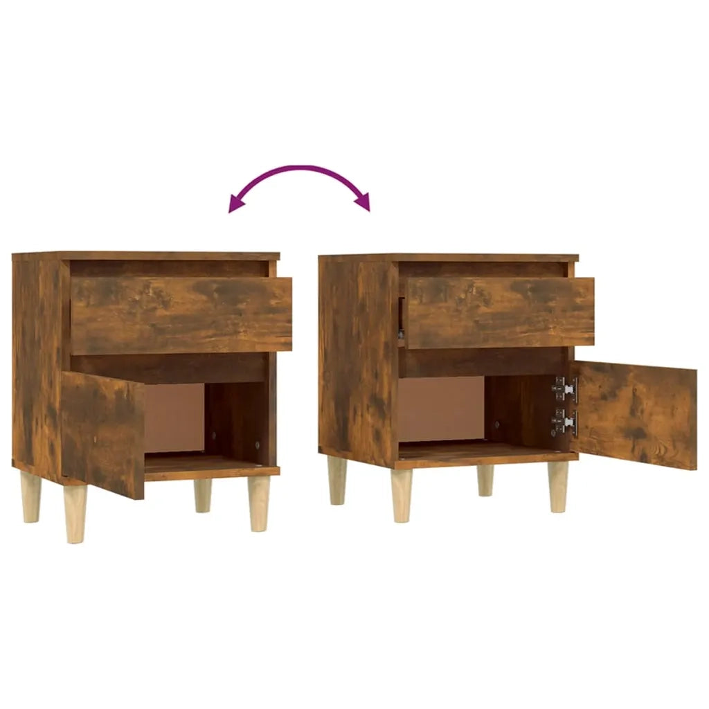 Set di 2 Comodini | Armadio da Notte | Mobiletto da notte Rovere Fumo 40x35x50 cm