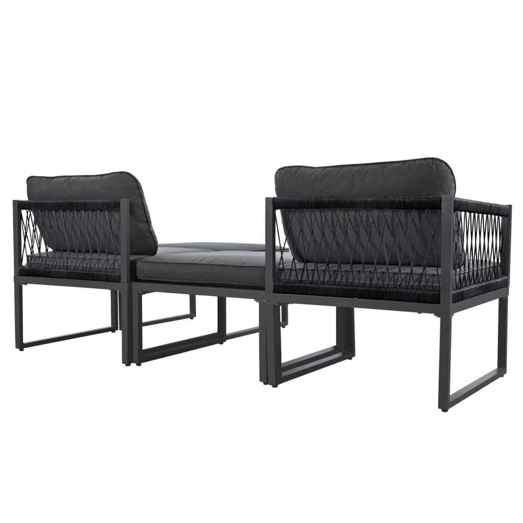 Set salotto giardino: 2 Divanooi + 2 poggiapiedi; combinazioni regolabili; grigio