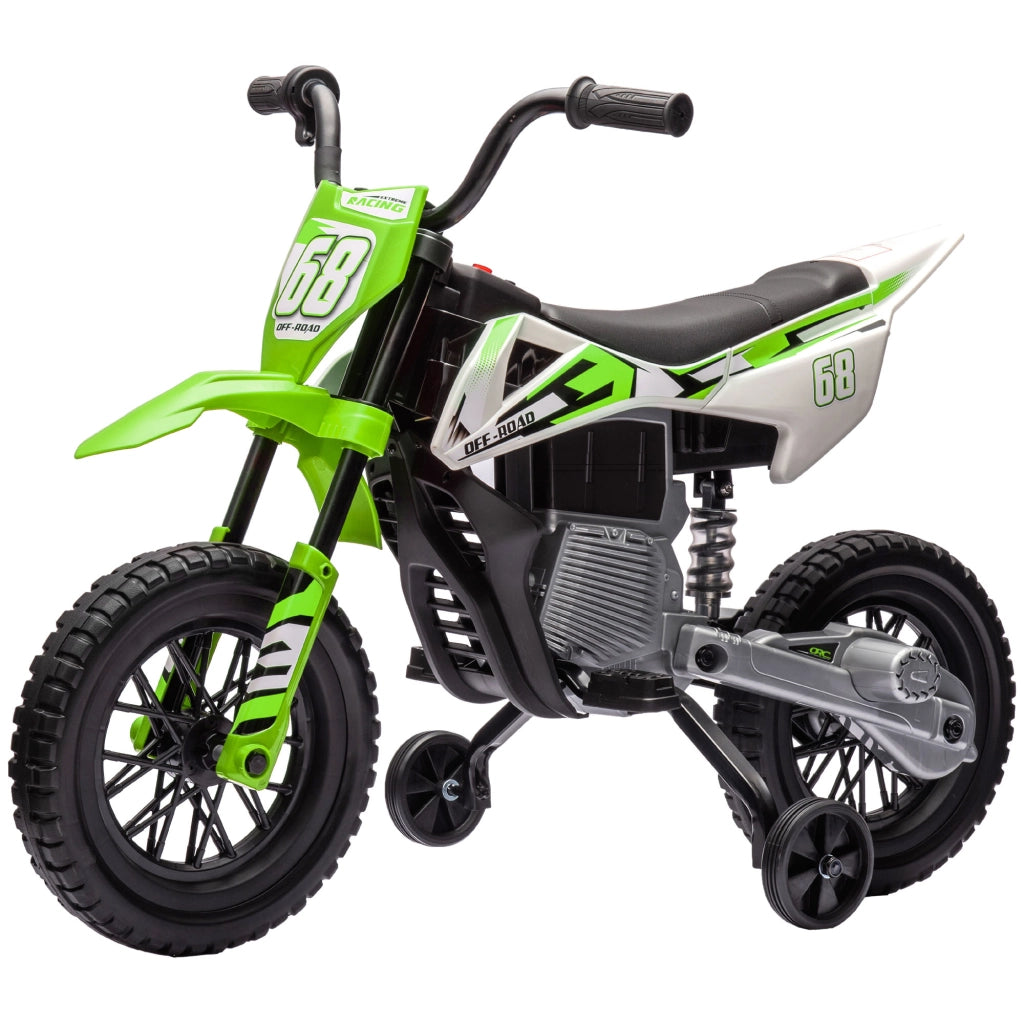 Moto Elettrica per Bambini con Rotelle ¨C zephmum ¨C Verde, PP e Metallo, 109.5x60x72.5 cm