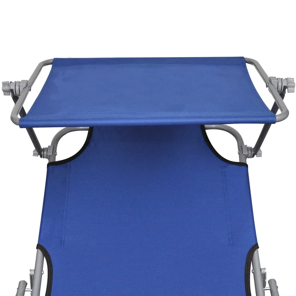 Sedia a sdraio pieghevole lettino prendisole letto da giardino mobili da giardino con baldacchino in alluminio blu 02_0012821