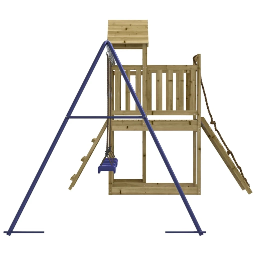 Altalene per parco giochi all'aperto scivolo altalene robuste giochi da giardino 357 x 248 x 214 cm legno di pino impregnato 02_0004657