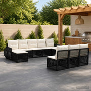 Set Divano da Giardino 10 pz Nero e Bianco Crema polyrattan 3435538