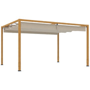 Pergola da giardino con tetto retrattile ¨C Zephmum ¨C Alluminio effetto legno 4x3 m