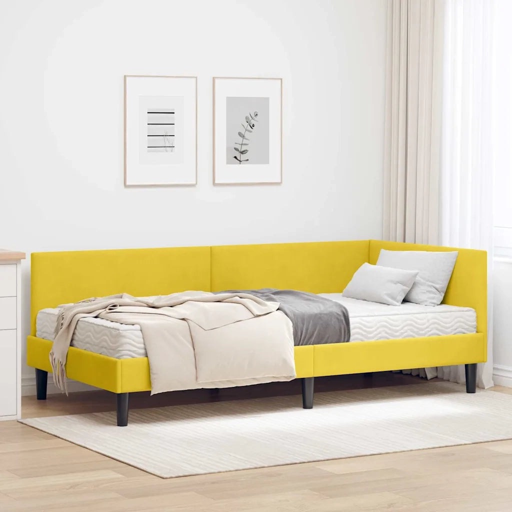Struttura Letto Angolare con Materasso 2 pz-Giroletto con materasso Giallo Velluto 411770