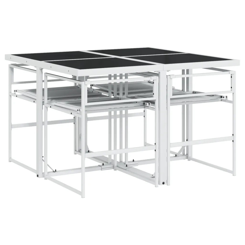 vidaXL Set da Pranzo da Giardino 5 pz con Cuscini Bianco in Textilene