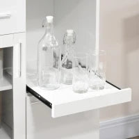 Credenza Moderna con Armadietti e Cassetto in Legno e Vetro, 60x40x95cm, Bianco