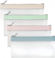 Set di 4 custodie trasparenti, morbide TPU con chiusura a righello, grande capacità, borsa impermeabile per viaggi, cosmetici, articoli da ufficio, per studenti e adulti (4 colori)