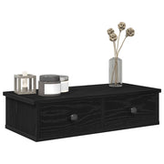Scaffale a Parete con Cassetti Nero 60x28x15 cm in Truciolato 859942