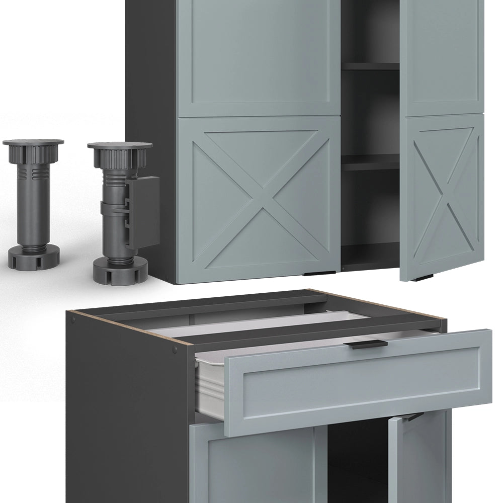 Cucina completa Fame-Line Blu-grigio chiaro/Antracite 140 cm, PL Antracite Vicco