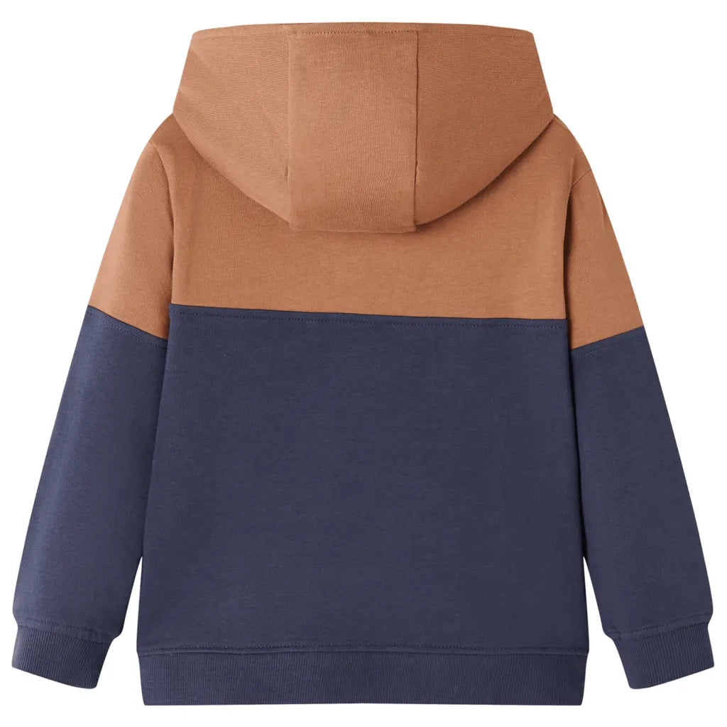 Felpa con Cappuccio e Mezza Cerniera per Bambini Antracite Cognac 104