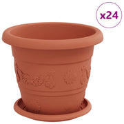 Fioriere | Cassetta per fiori | Vasi per Piante 24 pz Rosso Mattone ? 22 x 18 cm Plastica