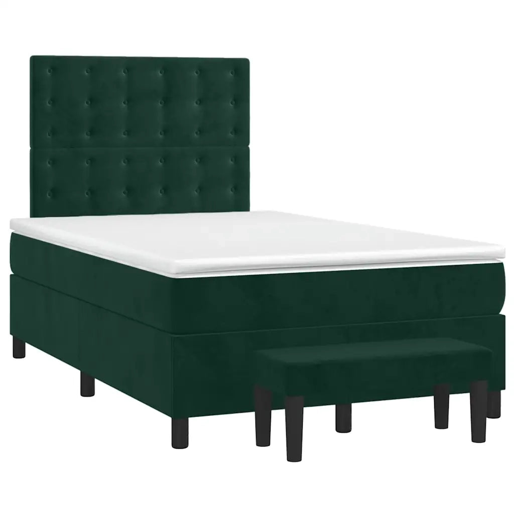 Giroletto a Molle con Materasso Verde Scuro 120x190 cm Velluto