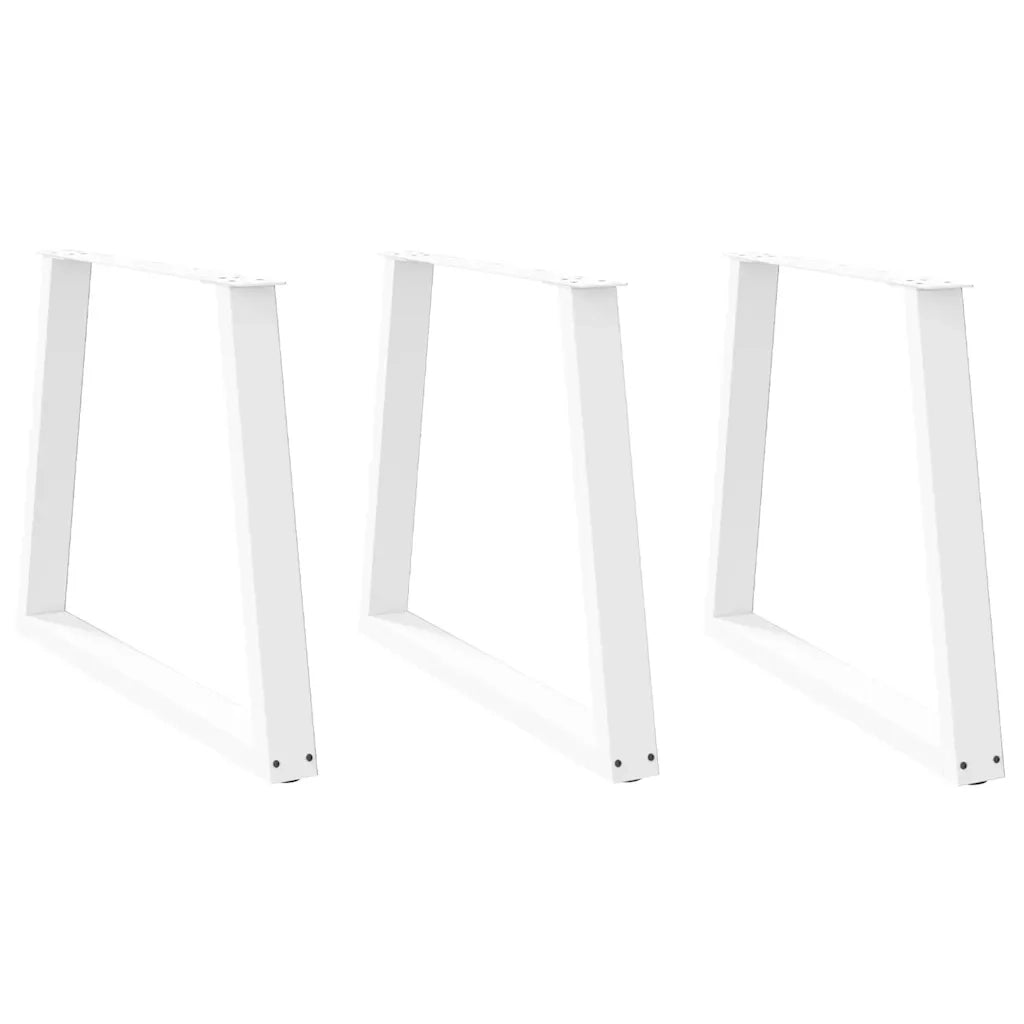 Gambe per tavolo da pranzo a forma di V 3 pz bianche 80x(72-73,3) cm in acciaio