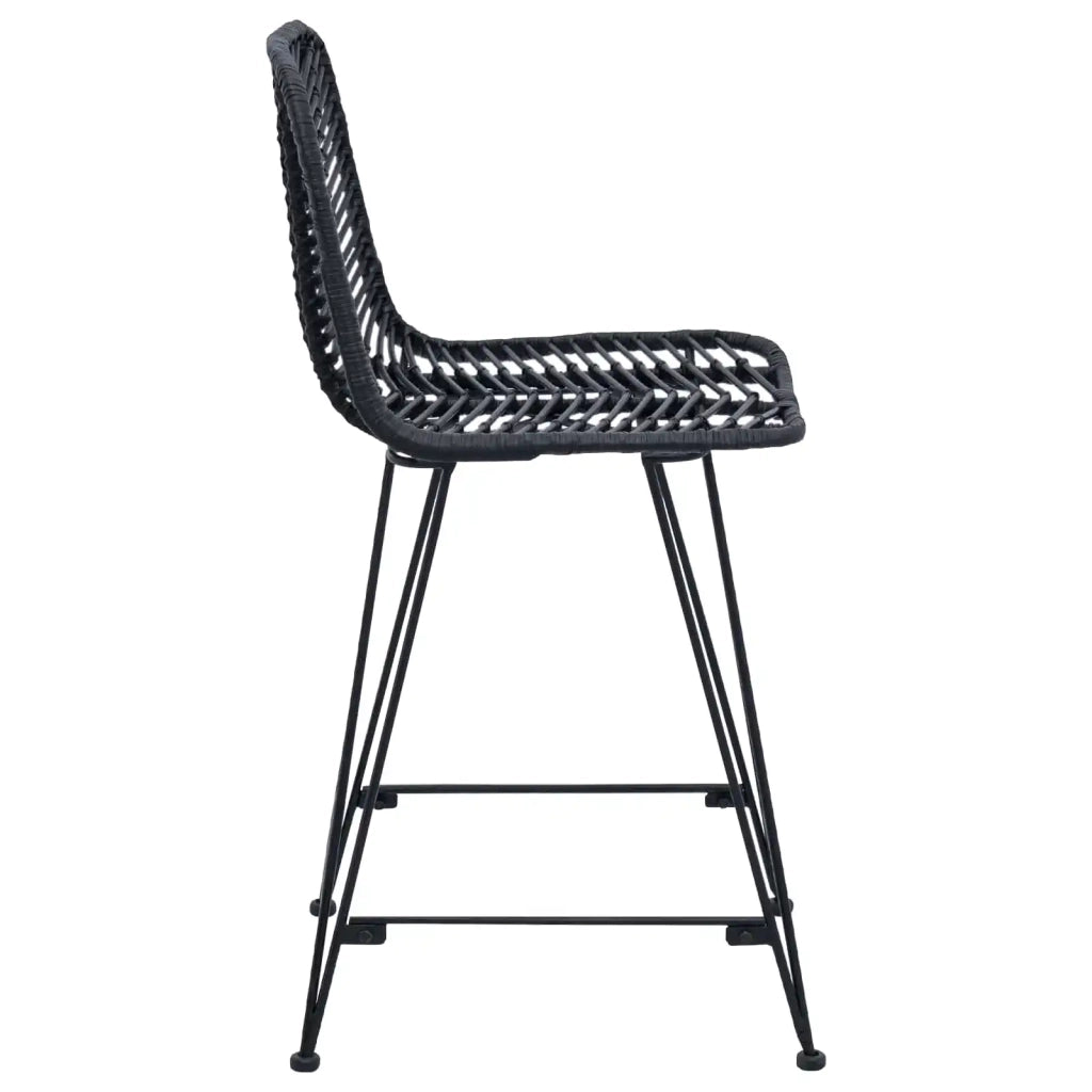 Sedia da Bar 2 pcs Nero 44,5 x 54,5 x 97,5 cm Rattan e Ferro 42011548