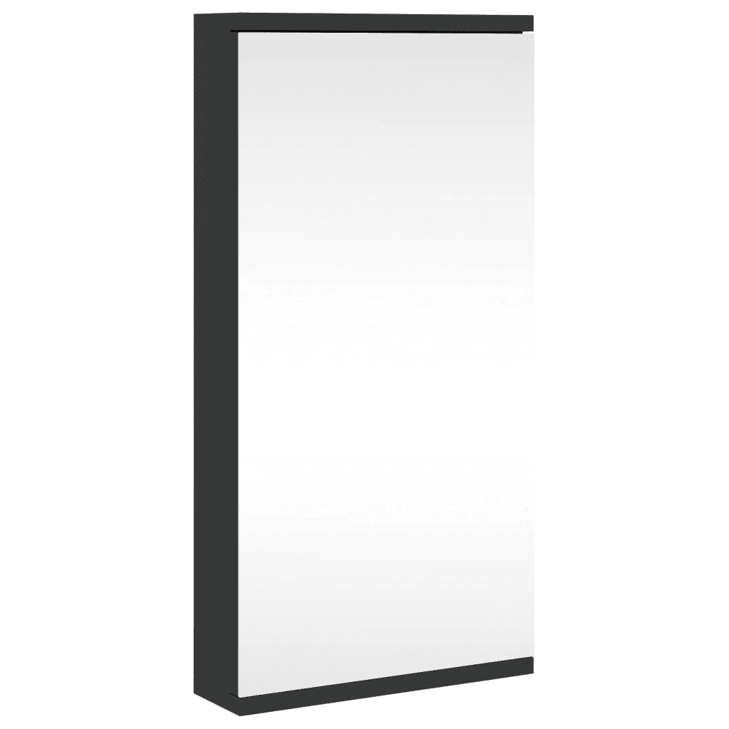 Armadietto Angolare con Specchio da Bagno-Mobile bagno con specchio Nero 30x24x60 cm
