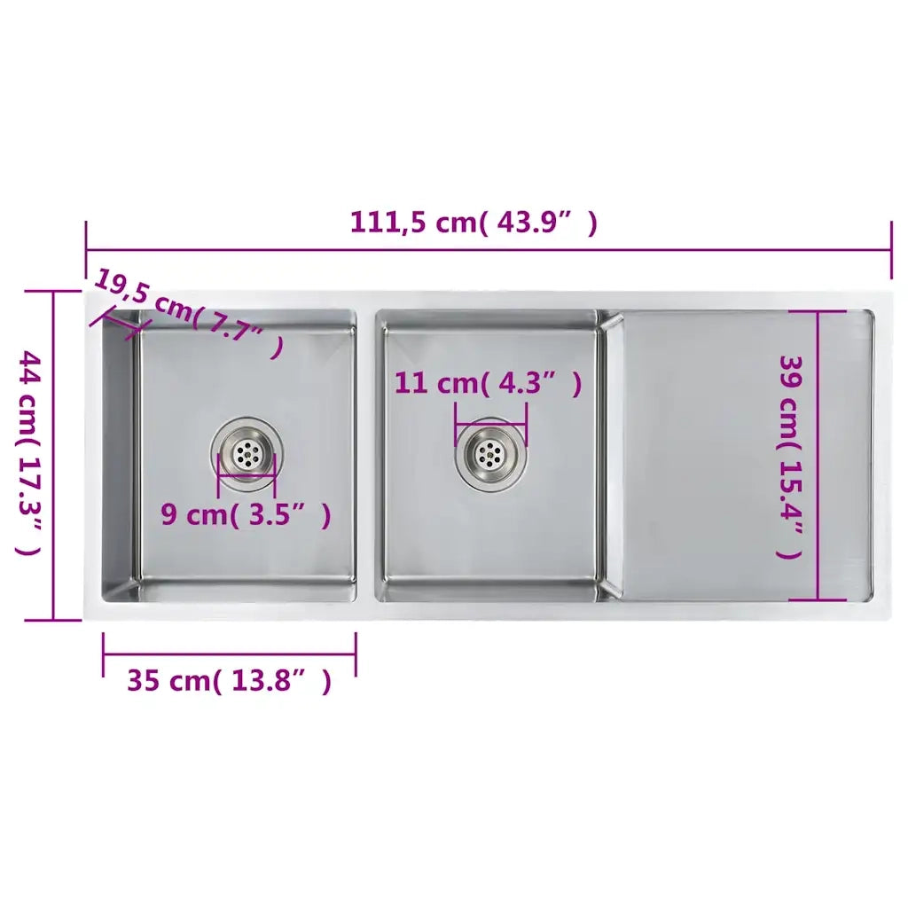 Lavello da Cucina Lavorato a Mano in Acciaio Inox CFW3358559