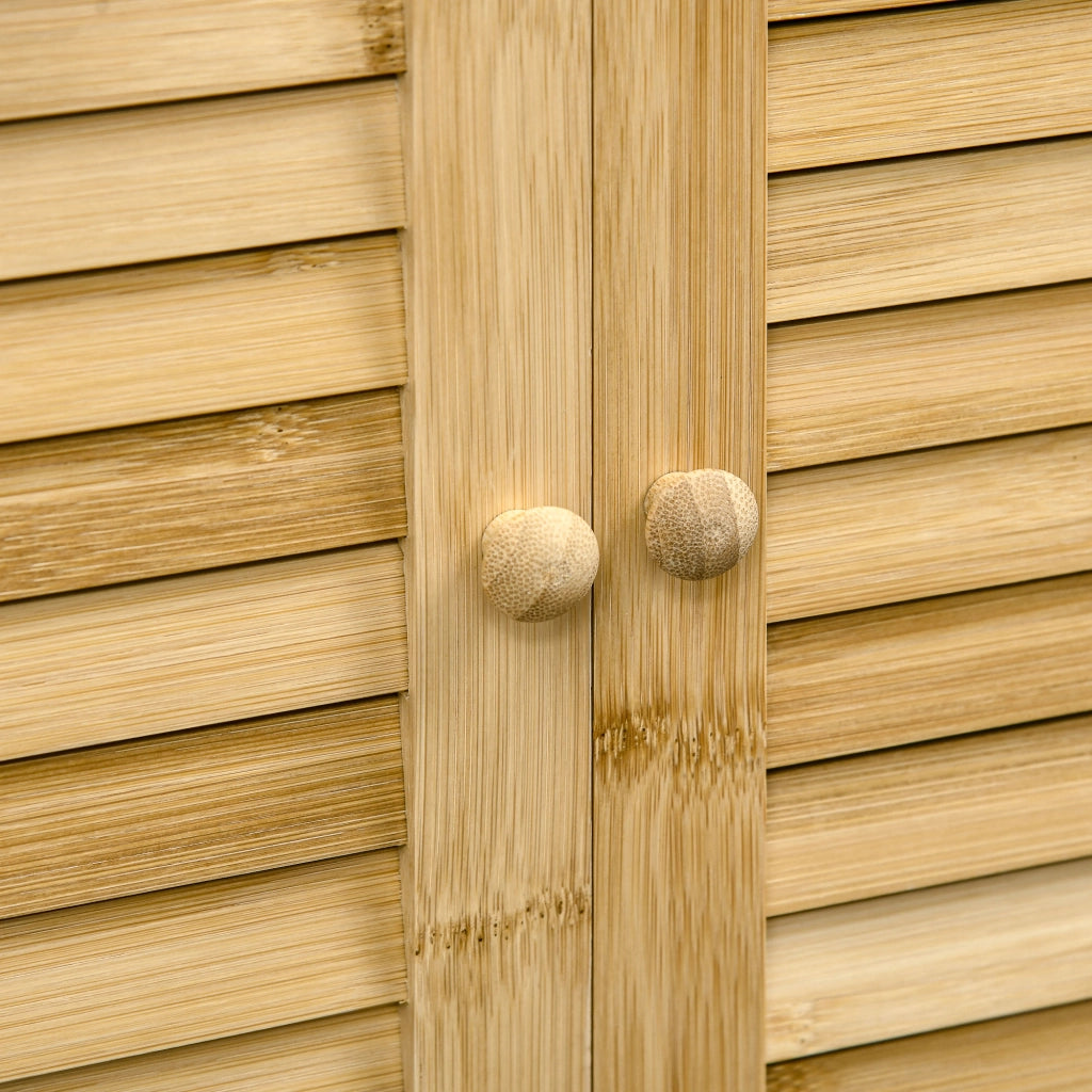 Mobiletto da bagno in bamb¨´ con ante e ripiano ¨C zephmum ¨C 50x25,5x92 cm naturale
