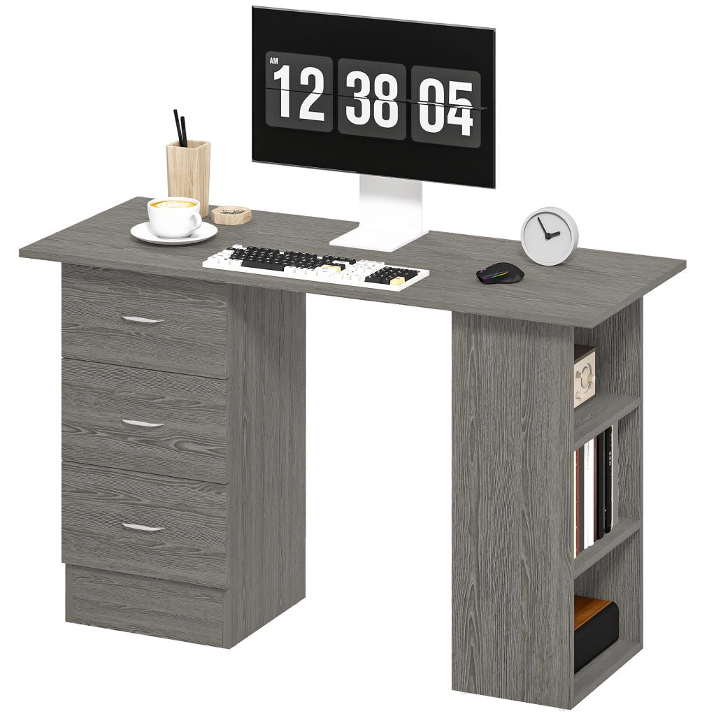 Scrivania con 3 cassetti e 3 ripiani ¨C zephmum ¨C Grigio 120x49x72 cm