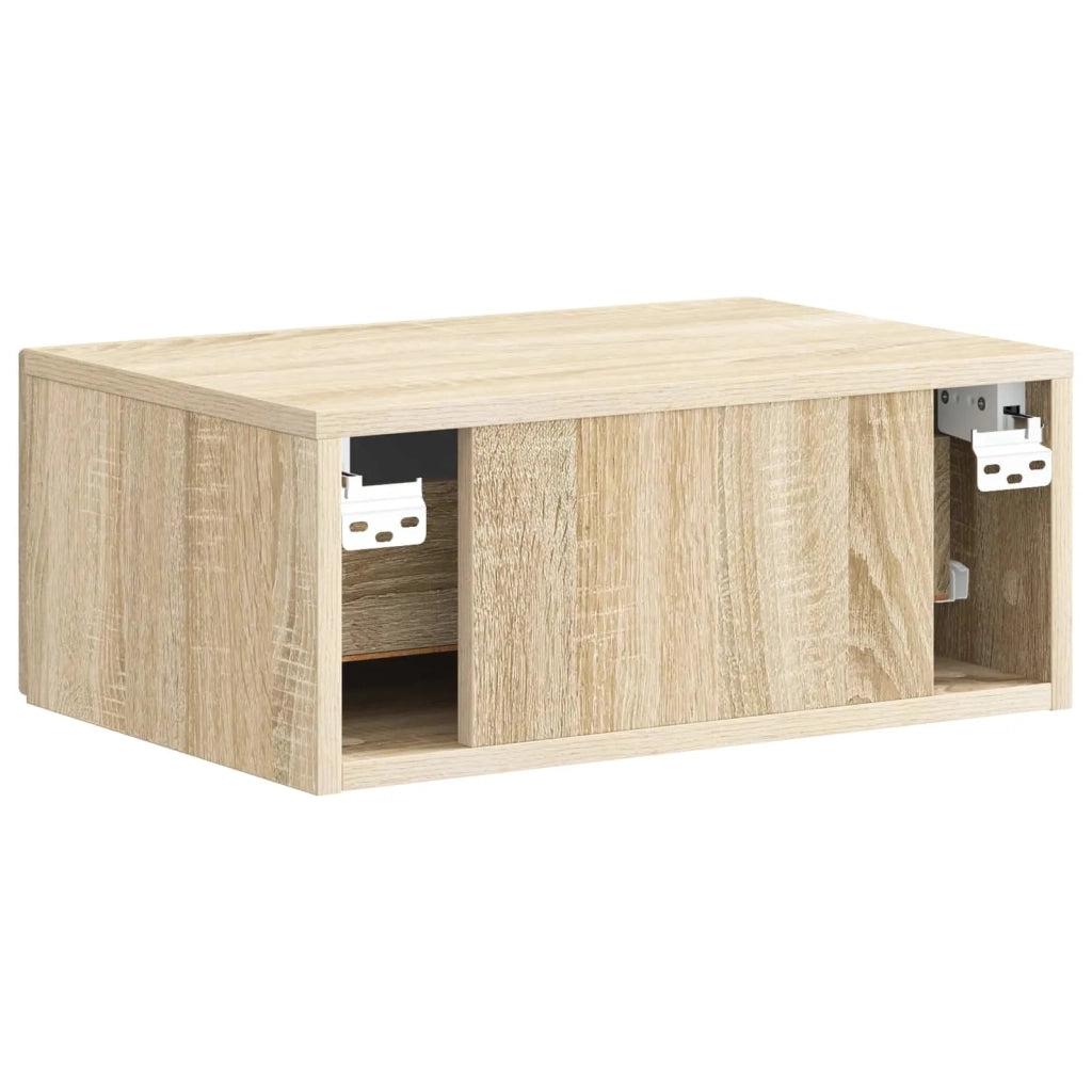 Comodino | Armadio da Notte | Mobiletto da notte a muro Rovere Sonoma 49 x 34,5 x 20 cm
