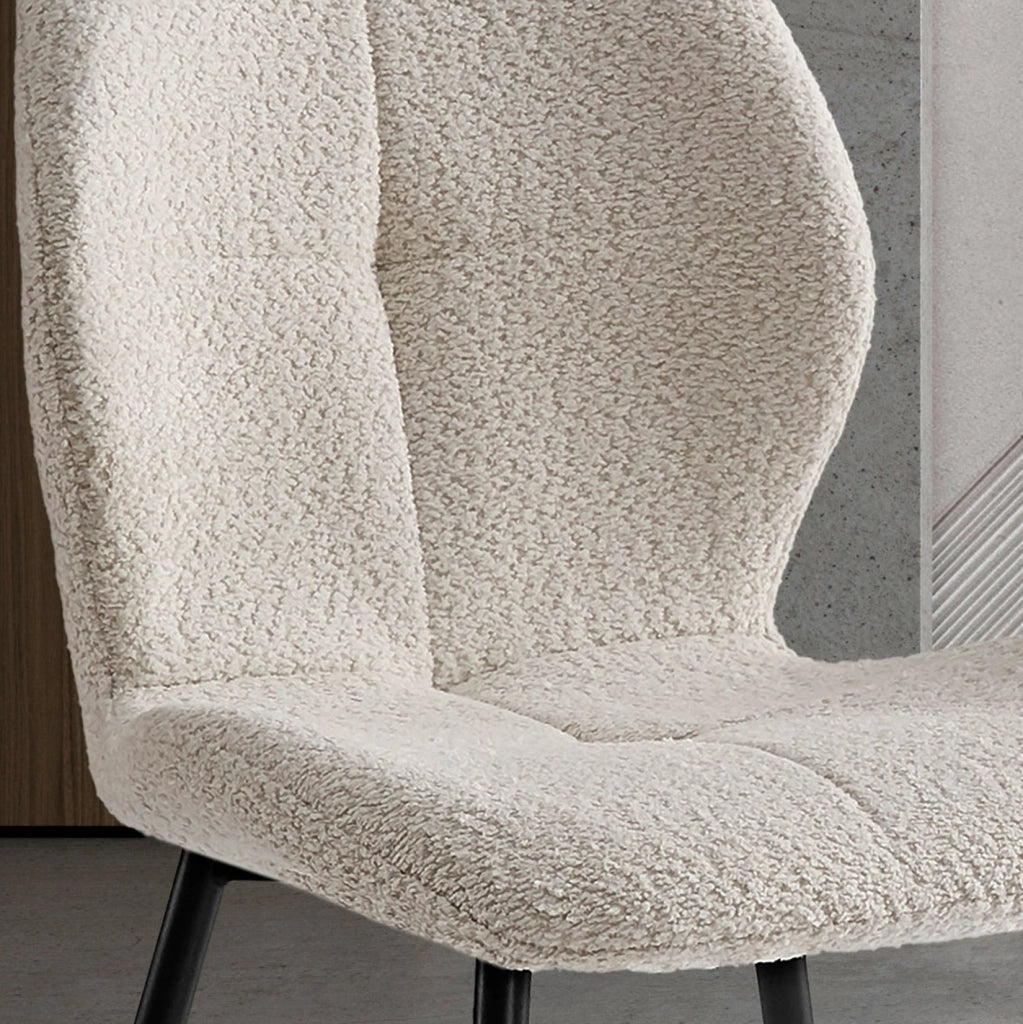 Set 2 sedie da pranzo Hispanohogar ferro e tessuto bouclé bianco 87×50×57 cm