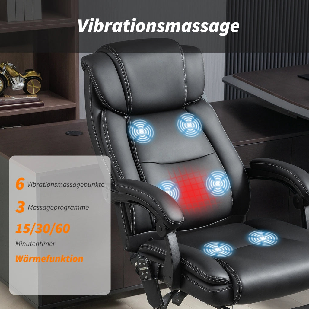 Sedia da Ufficio Ergonomica con Massaggio e Poggiapiedi ¨C Zephmum ¨C Pelle Sintetica Nera