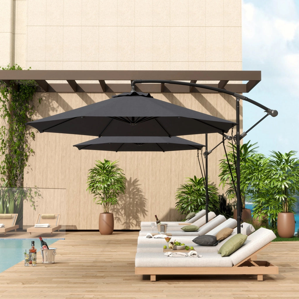 Ombrellone da Giardino Rotondo Ø290x243A cm Inclinabile Protezione UPF 50+ Grigio Scuro