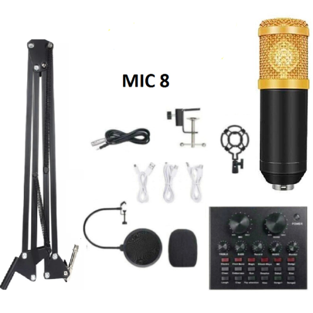Trade Shop - Set Microfono Con Mix Schede Audio Filtro Anti-pop Supporto Girevole Studio Mic8 -