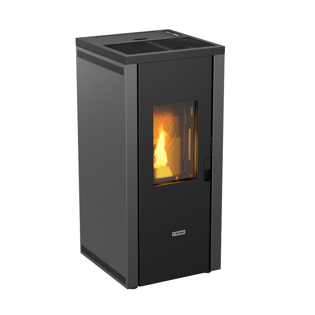 King stufa a pellet evo92 5.0 ,colore grigio, 8,3 kw-n, ermetica, rivestimento in acciaio
