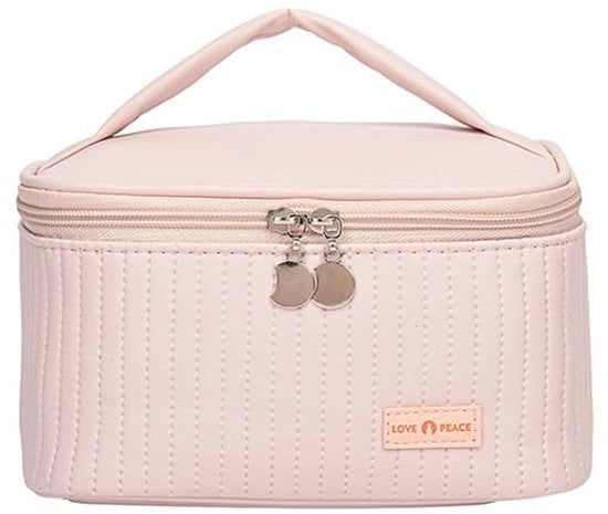 Borse di pelle per donne, contenitori quadrati per bagno, contenitori per trucco, contenitori per trucco impermeabili in pelle PU, grande organizzatore per bagno quadrato con doppia zip per donne e ragazze