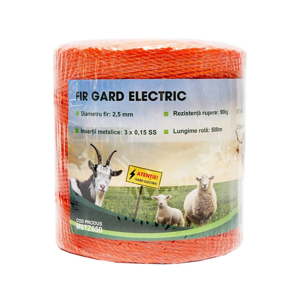 Filo per recinto elettrico, Lunghezza 500 mt, Ø2,5mm. 3x0.15mm. SS , 7.4 Ohm/m, colore arancione, recinzioni elettriche Mezofarm