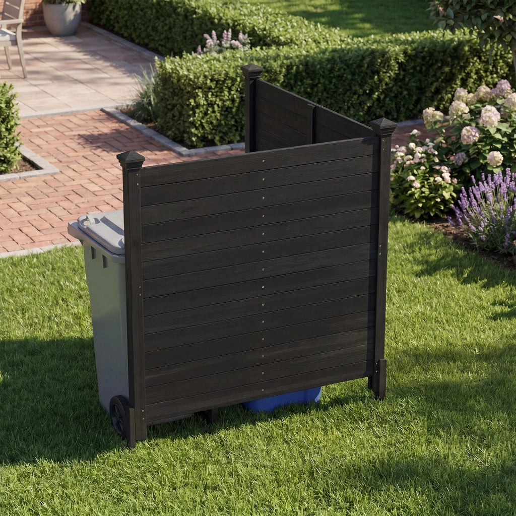 Recinto da giardino in legno massello montaggio facile, Recinzione esterno a 2 pannelli schermo ventilato copri 1 Pezzo Nero