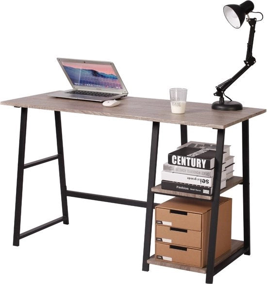 Banco con Ripiano per Laptop - Tavolo da Ufficio - 120x50x73 - Grigio/Nero