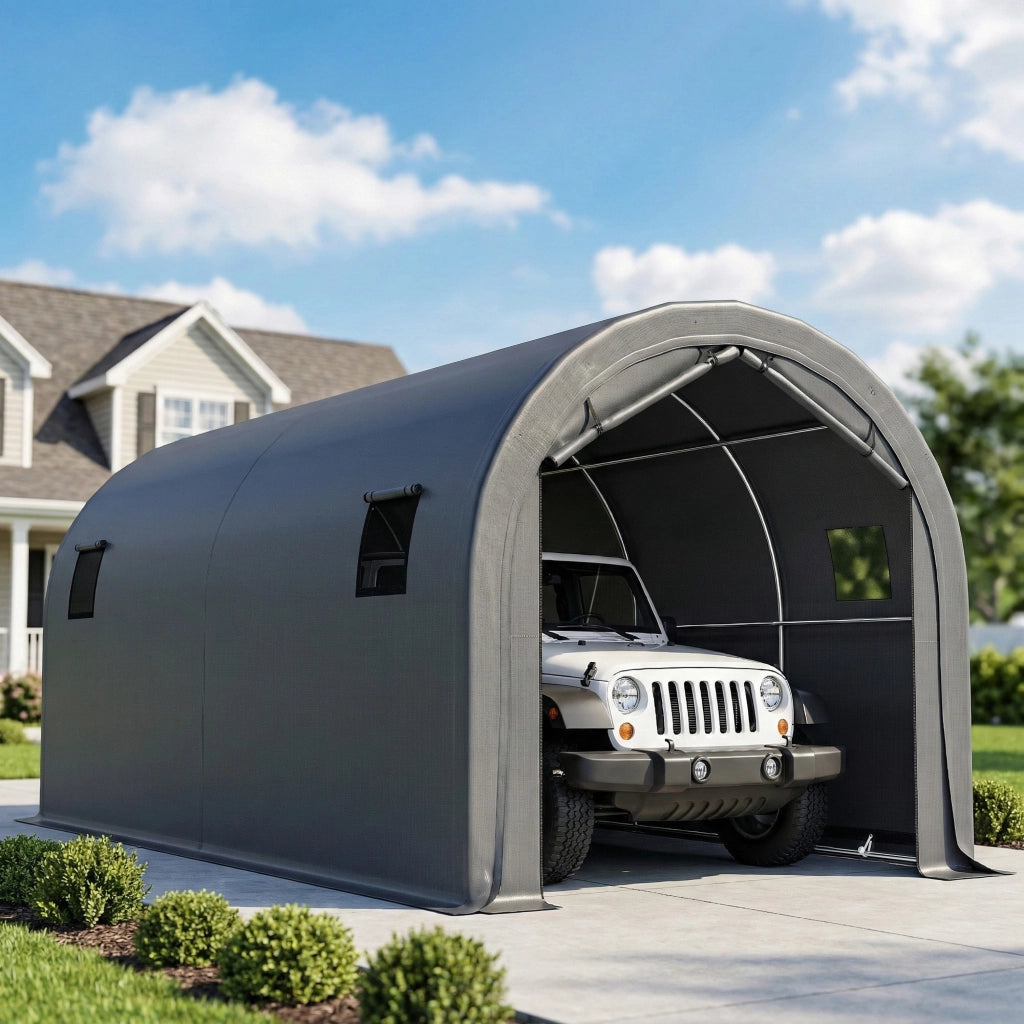 Garage Esterno per Auto 3x6 m ¨C zephmum ¨C Grigio Scuro