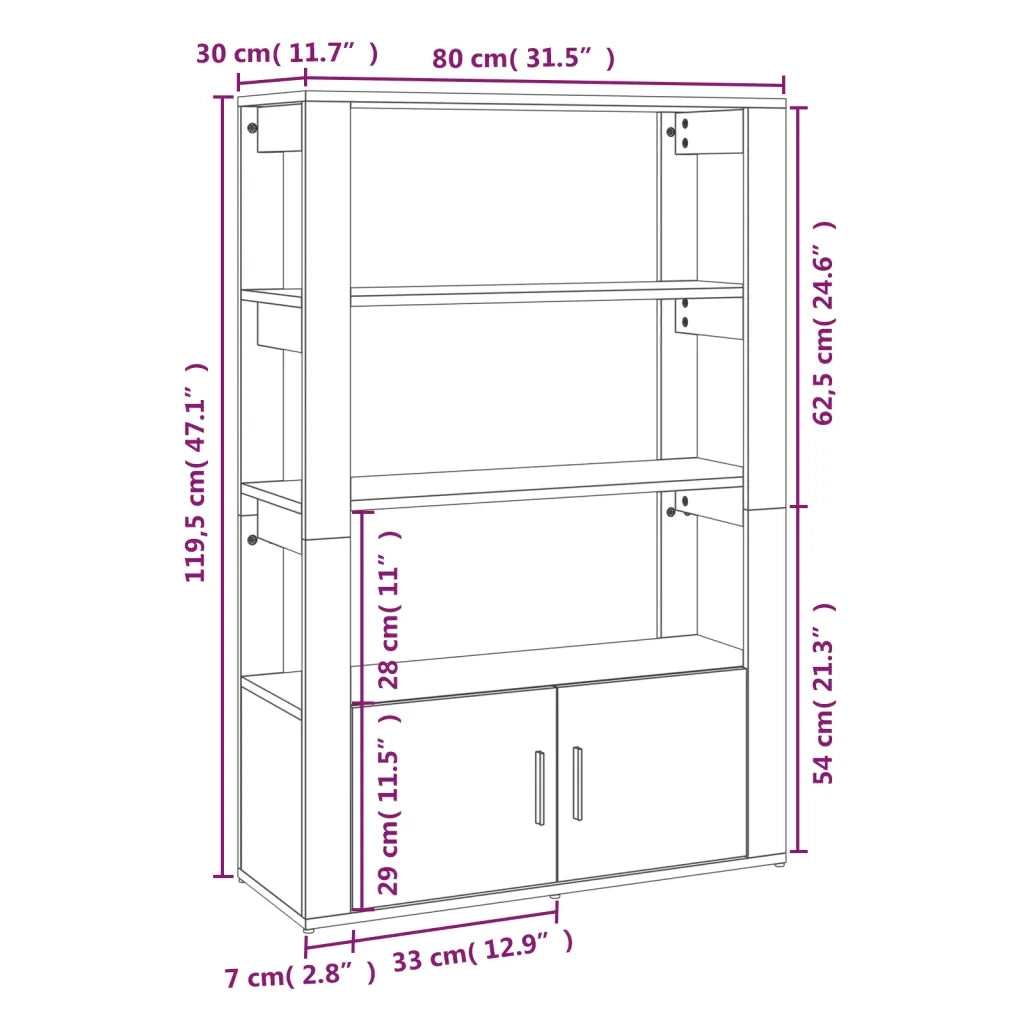 Credenza Rovere Sonoma 80x30x119,5 cm in Legno Multistrato 819471