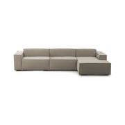Divano fisso Asvaldo, Divano componibile a 4 posti con penisola destra, Made in Italy, SofÒ  moderno in tessuto, Cm 340x170h70, Tortora