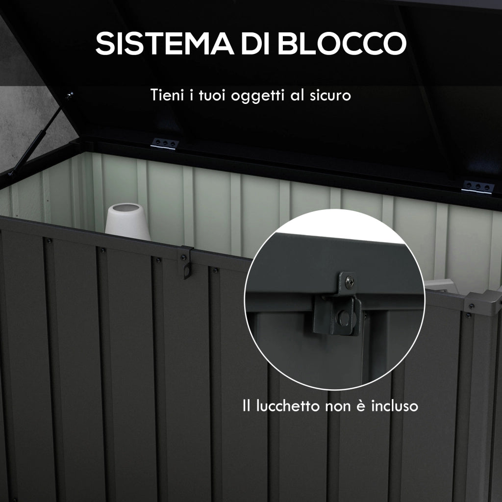 Panca Contenitore con Rotelle e Maniglie ¨C zephmum ¨C Grigio Scuro, Acciaio e PP, 125.5x61.5x70 cm